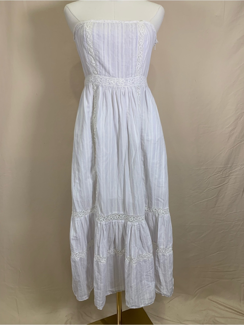 LoveShackFancy Ayala Striped Strapless Midi Dress Size 4